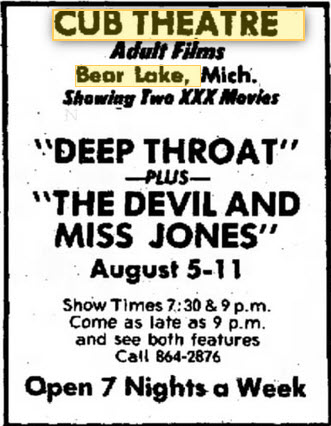 Cub Theatre - AUG 7 1976 AD FOR PORN